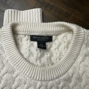 Banana Republic Ivory Cable Knit Pullover
